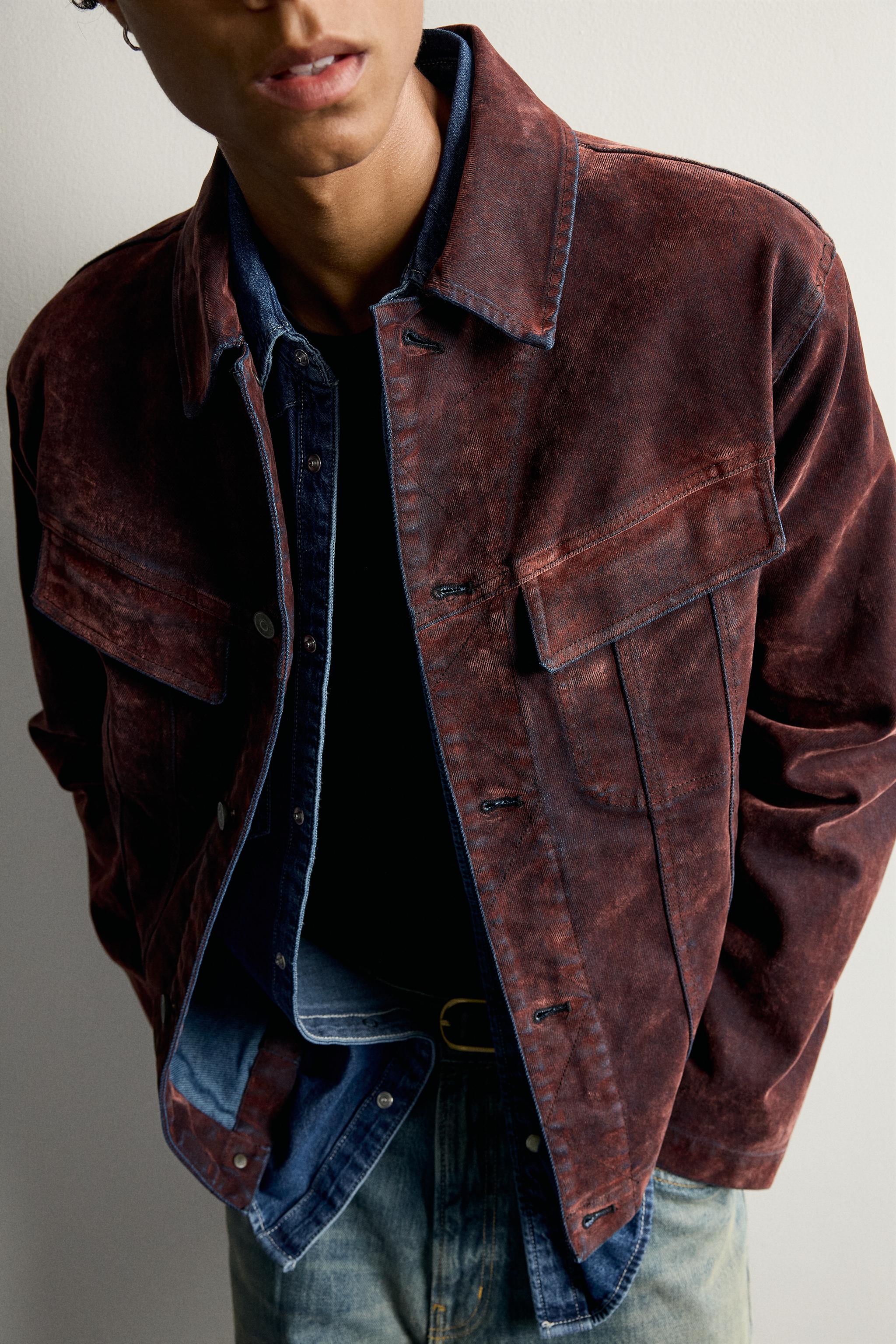 FLOCKED DENIM CROPPED JACKET